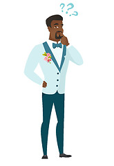 Image showing Thinking groom with question marks.