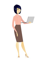 Image showing Business woman using laptop vector illustration.
