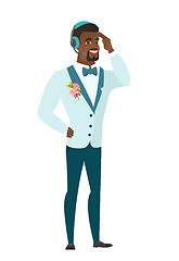 Image showing Young african-american groom in headset.