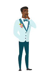 Image showing African groom thinking vector illustration.