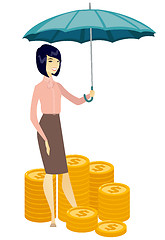 Image showing Business woman insurance agent with umbrella.