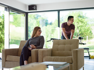 Image showing couple relaxing at  home
