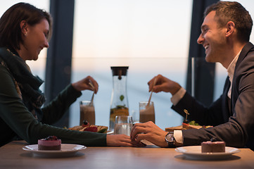 Image showing Couple on a romantic dinner at the restaurant