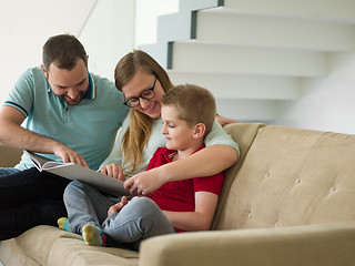 Image showing family with little boy enjoys in the modern living room