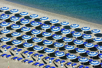 Image showing Scilla beach umbrellas from above