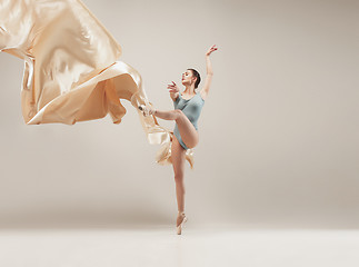 Image showing Modern ballet dancer dancing in full body on white studio background.