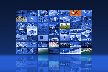 Image showing Big multimedia video wall widescreen Web streaming media TV