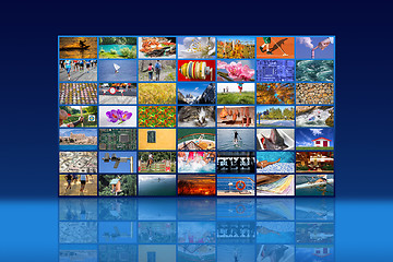 Image showing Big multimedia video wall widescreen Web streaming media TV