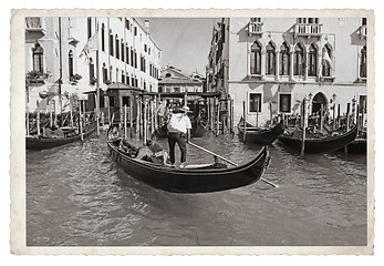 Image showing Old Vintage Monochrome photo in Venice Italy