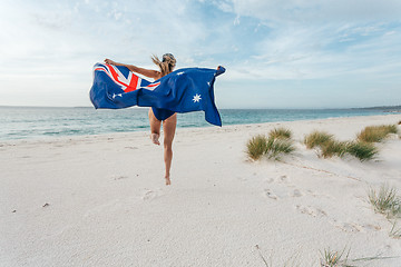 Image showing Jump for Joy Australian Fan Australia Day celebrations