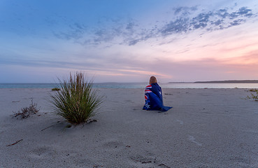 Image showing Waiting for sunrise in the cool morning hues of dawn