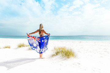 Image showing Suntanned woman on beautiful beach in Australia