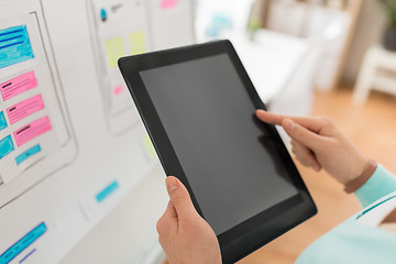 Image showing close up of ui designer with tablet pc at office