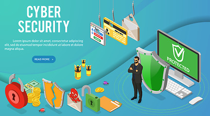 Image showing Cyber Security Isometric Banner