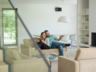 Image showing couple relaxes in the living room