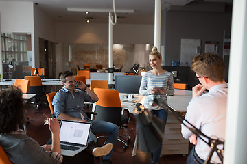 Image showing Young Business Team At A Meeting at modern office building