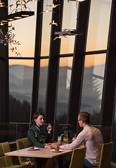 Image showing Couple on a romantic dinner at the restaurant