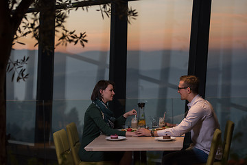 Image showing Couple on a romantic dinner at the restaurant