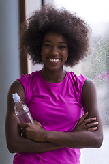 Image showing portrait of young afro american woman in gym