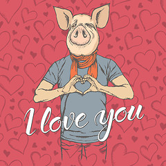 Image showing Pig Valentine day vector concept