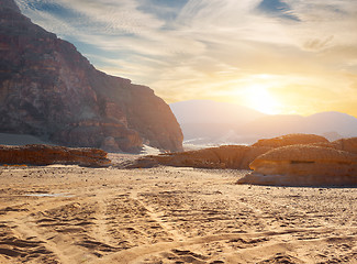 Image showing Rocks in sand deser