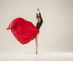 Image showing Modern ballet dancer dancing in full body on white studio background.