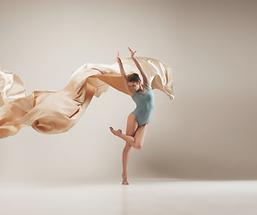 Image showing Modern ballet dancer dancing in full body on white studio background.