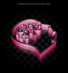 Image showing Finance icon: Crimson 3d Head With Finance Symbol made of paper, transparent shadow, EPS 10 vector.