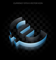 Image showing Banking icon: Blue 3d Euro made of paper, transparent shadow, EPS 10 vector.