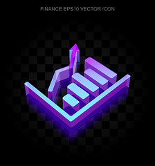 Image showing Finance icon: 3d neon glowing Growth Graph made of glass, EPS 10 vector.