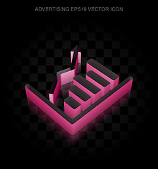 Image showing Advertising icon: Crimson 3d Growth Graph made of paper, transparent shadow, EPS 10 vector.