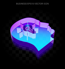 Image showing Business icon: 3d neon glowing Head With Light Bulb made of glass, EPS 10 vector.