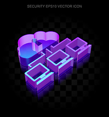 Image showing Security icon: 3d neon glowing Cloud Network made of glass, EPS 10 vector.