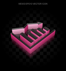 Image showing News icon: Crimson 3d Decline Graph made of paper, transparent shadow, EPS 10 vector.