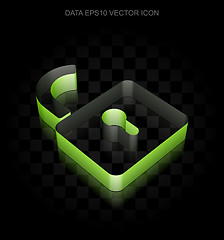 Image showing Information icon: Green 3d Opened Padlock made of paper, transparent shadow, EPS 10 vector.