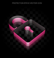 Image showing Protection icon: Crimson 3d Closed Padlock made of paper, transparent shadow, EPS 10 vector.