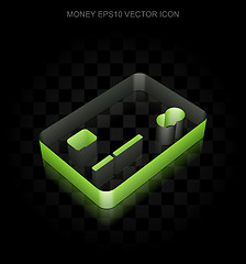 Image showing Currency icon: Green 3d Credit Card made of paper, transparent shadow, EPS 10 vector.