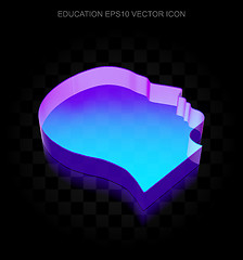 Image showing Studying icon: 3d neon glowing Head made of glass, EPS 10 vector.