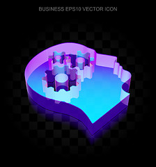 Image showing Business icon: 3d neon glowing Head With Gears made of glass, EPS 10 vector.