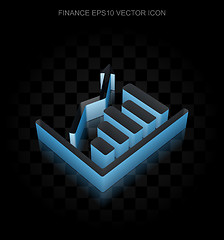 Image showing Finance icon: Blue 3d Growth Graph made of paper, transparent shadow, EPS 10 vector.