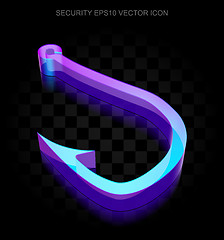 Image showing Security icon: 3d neon glowing Fishing Hook made of glass, EPS 10 vector.