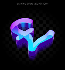 Image showing Banking icon: 3d neon glowing Pound made of glass, EPS 10 vector.