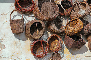 Image showing Old Baskets on the Wall