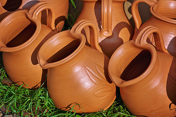 Image showing Clay Pitchers on the Grass