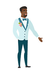 Image showing African-american groom with hand in his pocket.