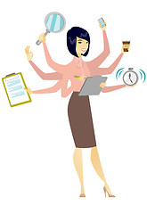 Image showing Business woman coping with multitasking.