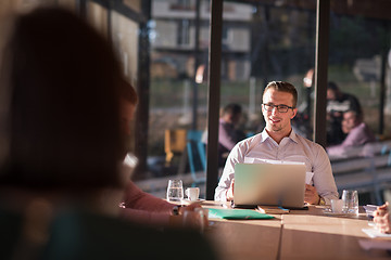 Image showing Business Team At A Meeting at modern office building