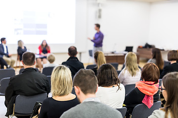 Image showing Audience in lecture hall participating at business conference.