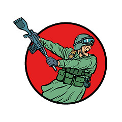 Image showing symbol kick the gun butt. soldiers at war