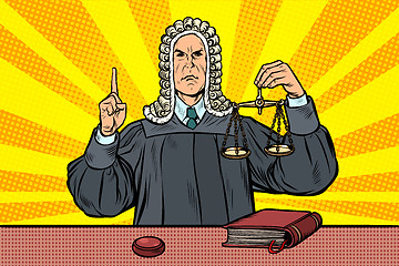 Image showing judge in a wig. scales of justice